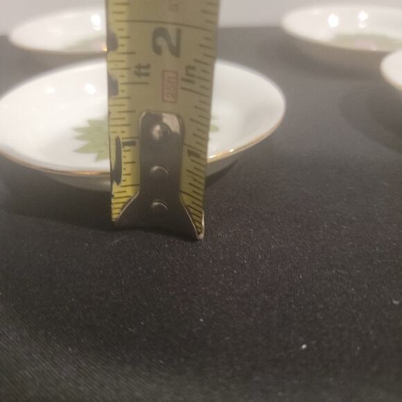 Floral Mini Plates Creative Japan Trinket Holder Gold Rim Set‎ of 4 Green White - Picture 9 of 9